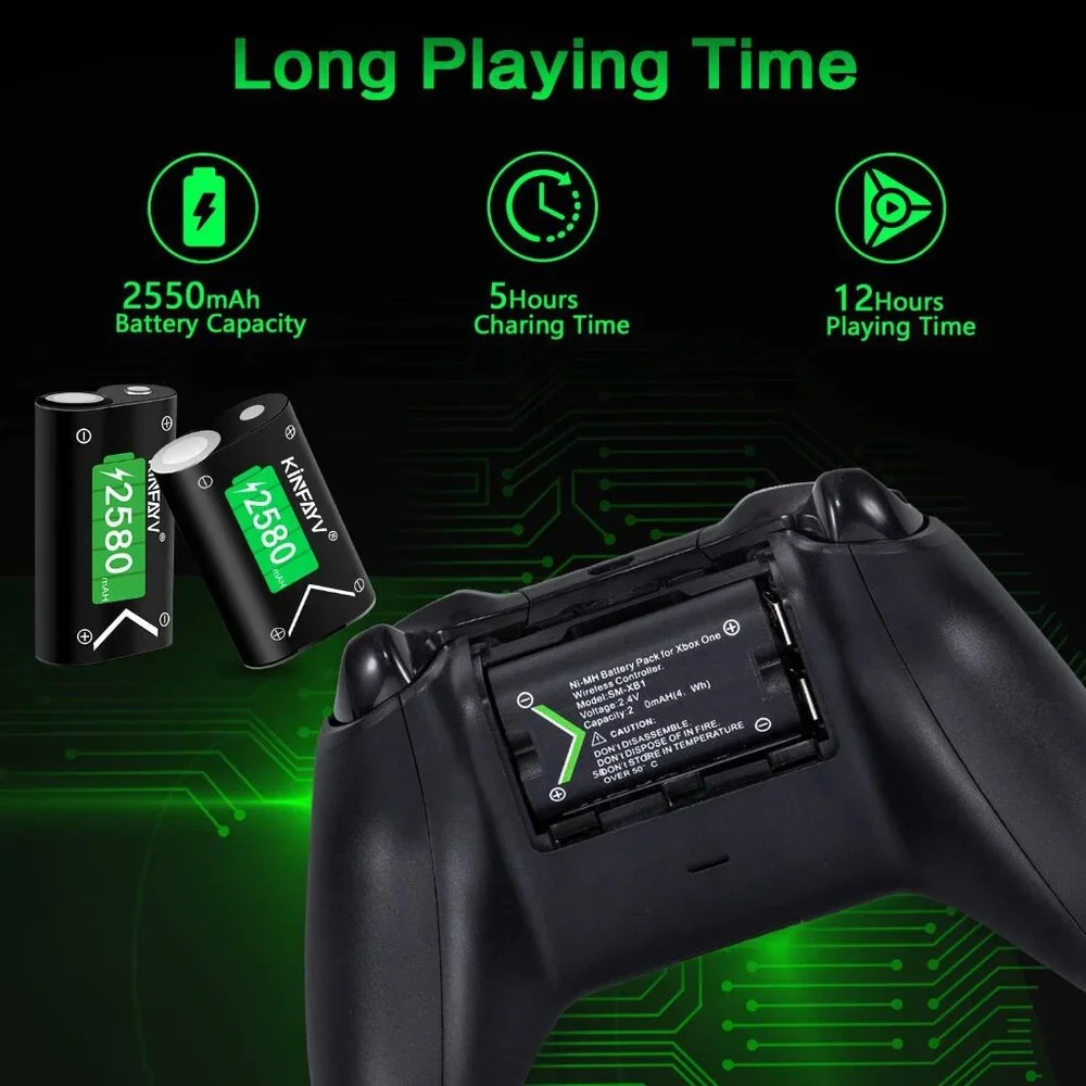 Xbox One Battery Pack 4 x 2580mAh Rechargeable Controller Battery System